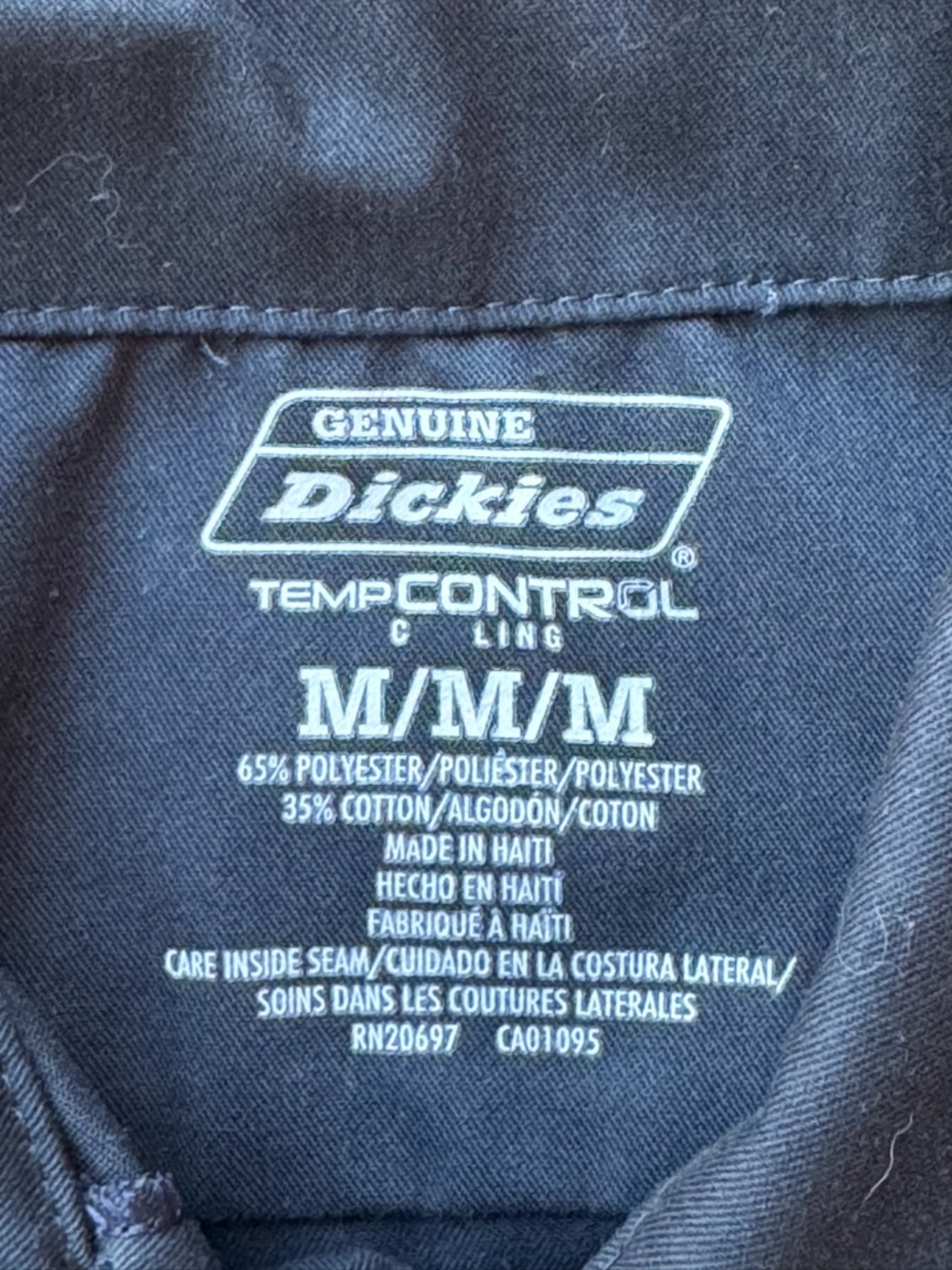 Genuine Dickies TempControl Navy Work Shirt - M